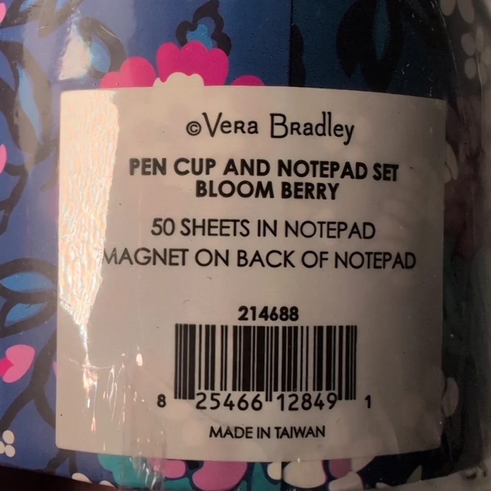 Vera Bradley X Staples Set of 3 Pen Cups & Magnetic Note Pad Sets in Bloom Berry